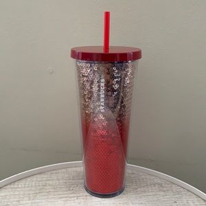 Starbucks 2018 Rose Gold + Red Sequins Tumbler